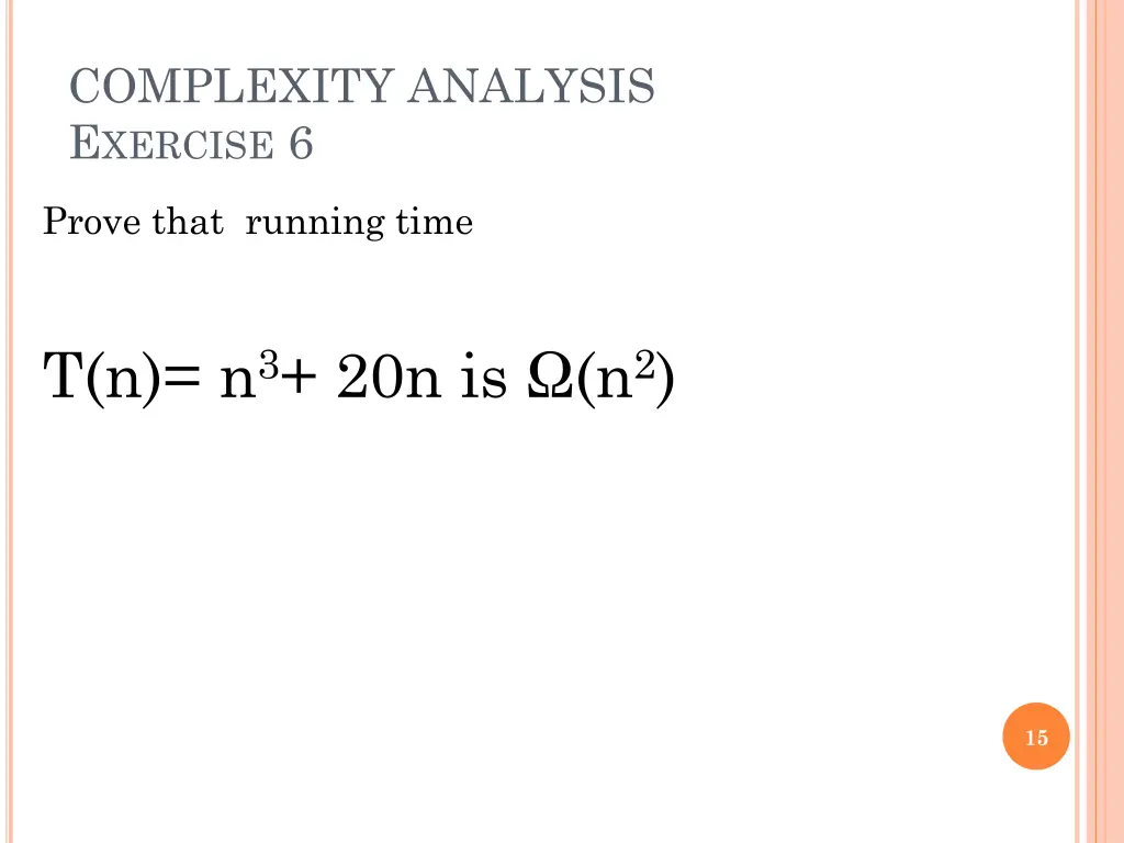 complexity analysis e xercise 6