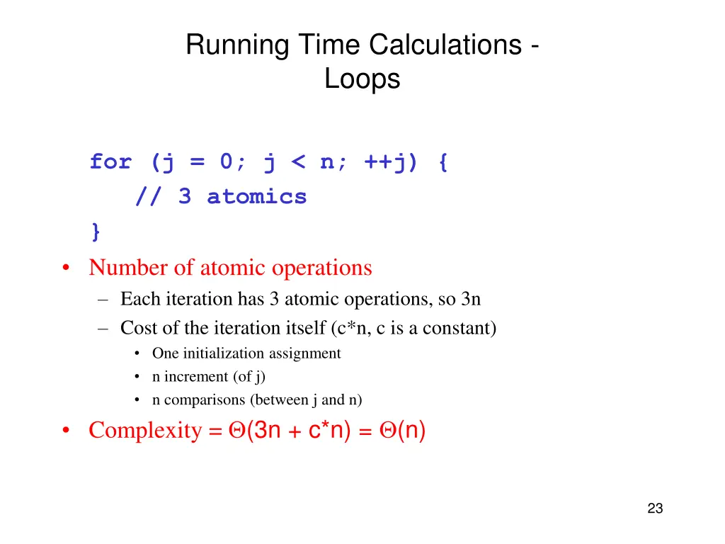 running time calculations loops