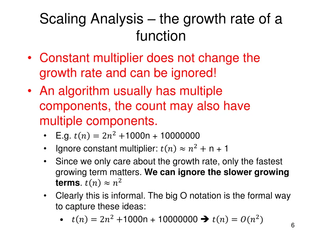 scaling analysis the growth rate of a function 1