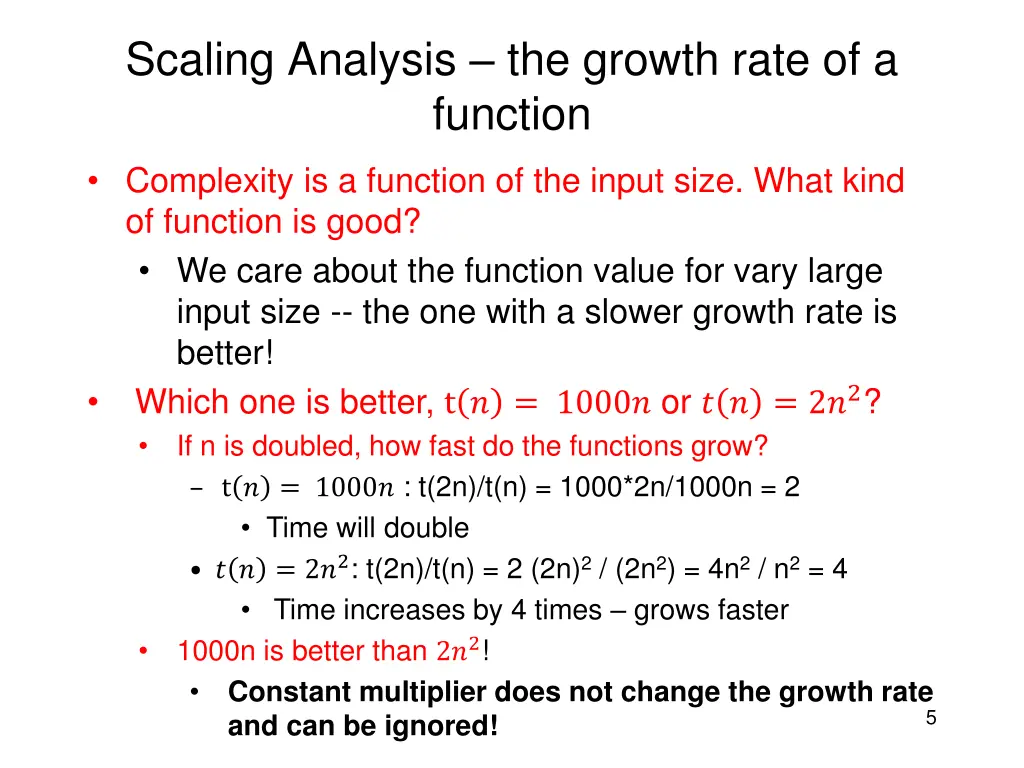 scaling analysis the growth rate of a function