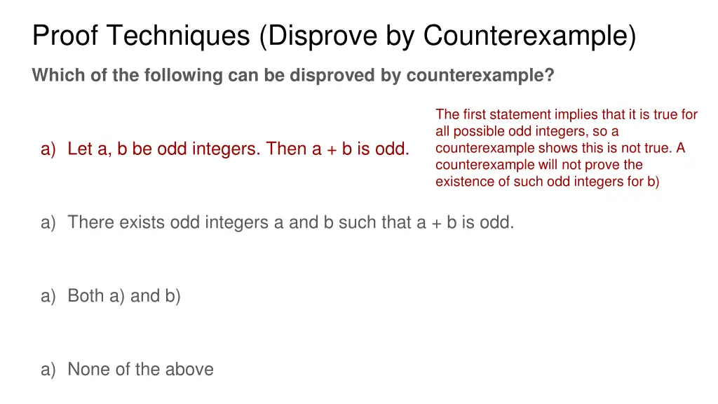proof techniques disprove by counterexample 1