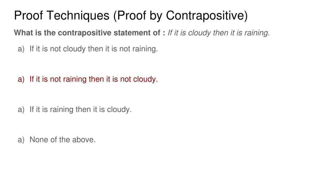 proof techniques proof by contrapositive 1