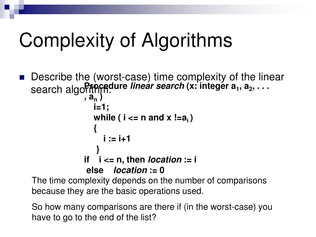 complexity of algorithms