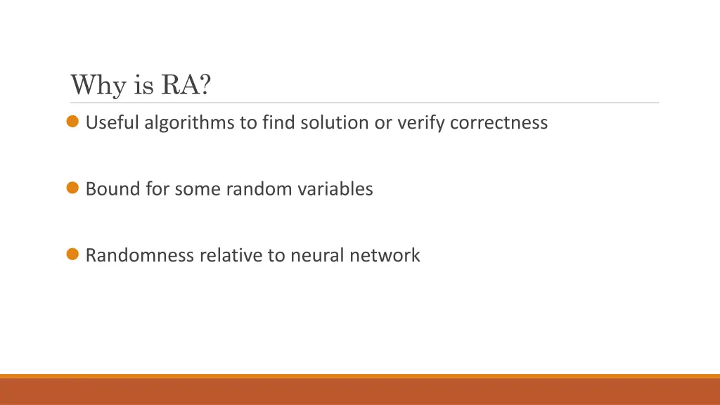 why is ra useful algorithms to find solution