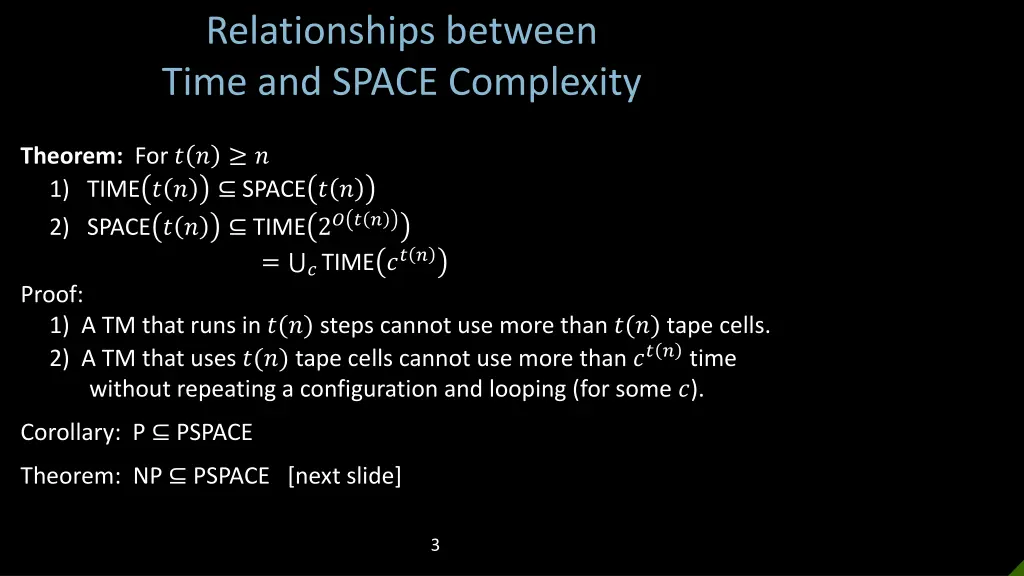 relationships between time and space complexity