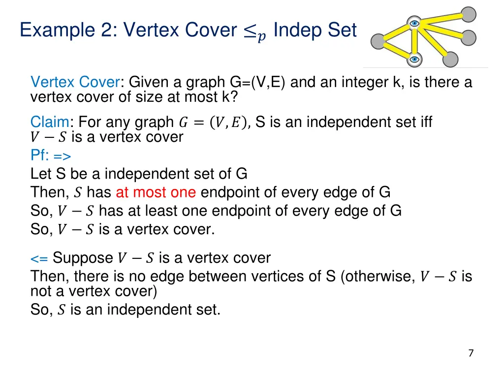 example 2 vertex cover indep set