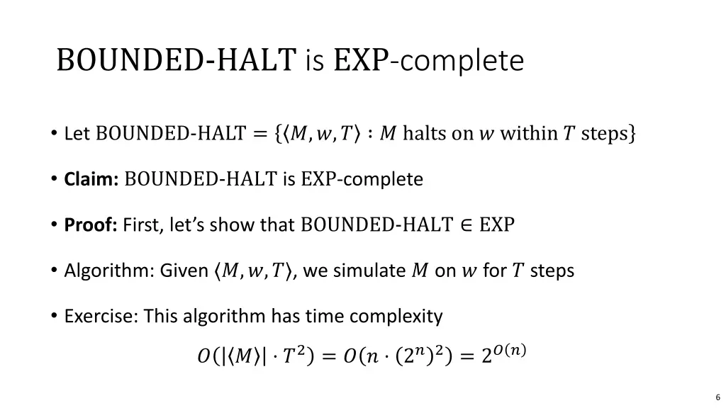 bounded halt is exp complete