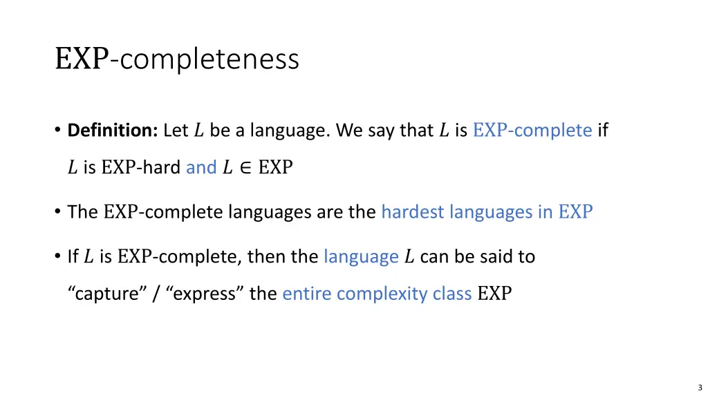 exp completeness