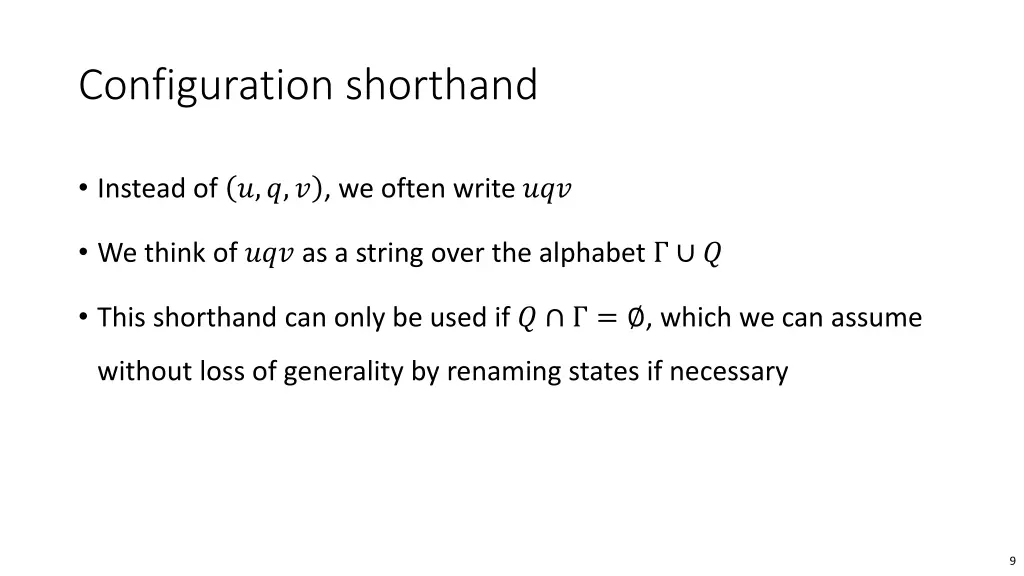 configuration shorthand