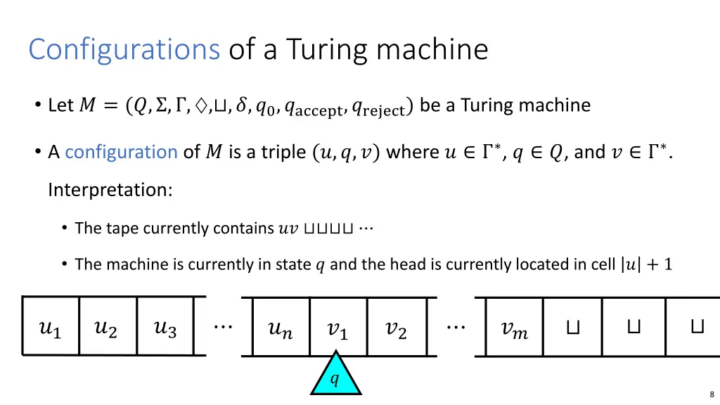 configurations of a turing machine