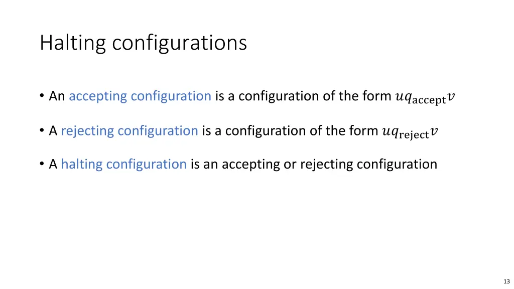 halting configurations