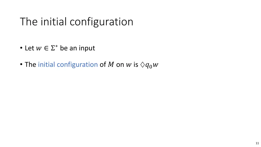 the initial configuration