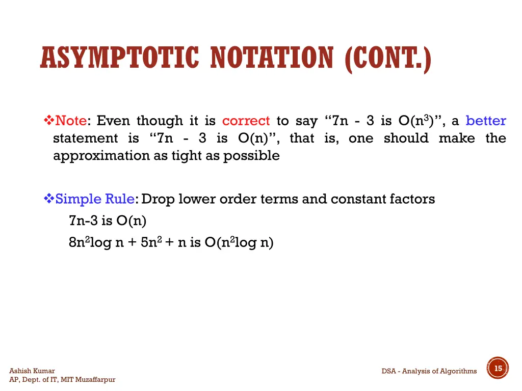 asymptotic notation cont