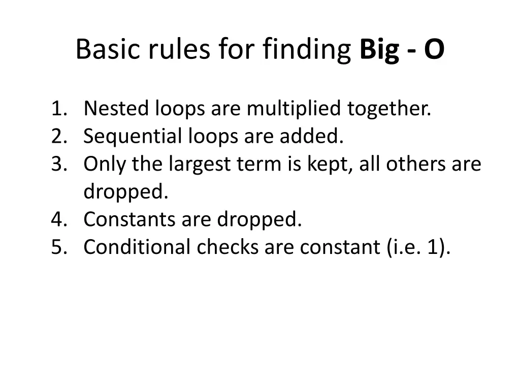basic rules for finding big o