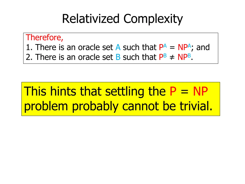 relativized complexity 1