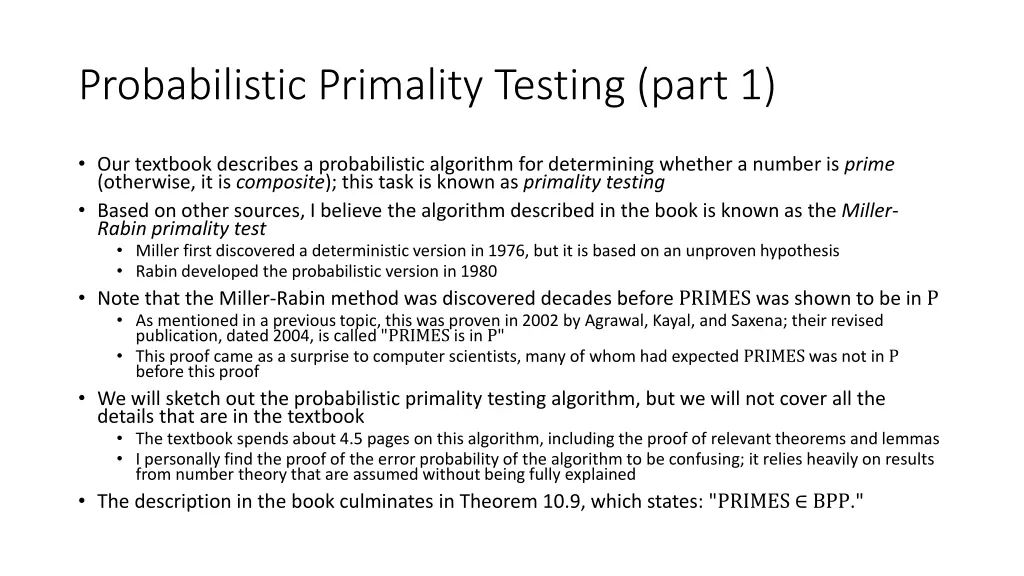 probabilistic primality testing part 1