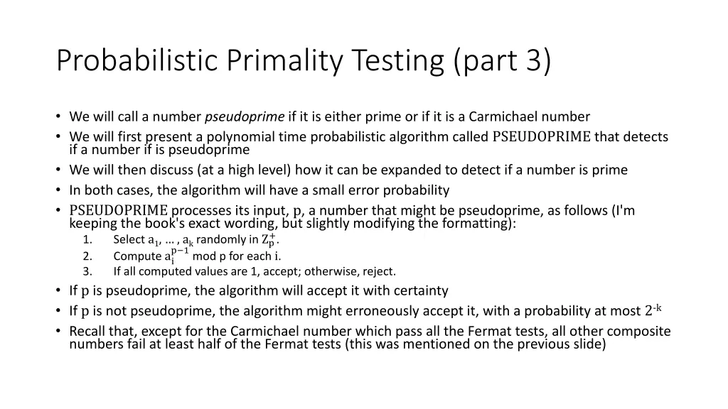 probabilistic primality testing part 3