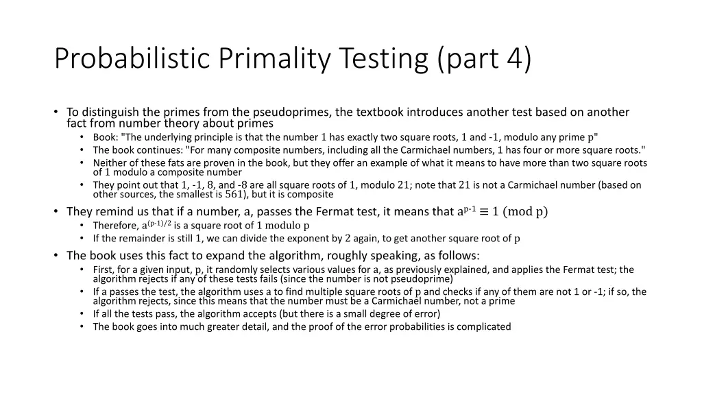 probabilistic primality testing part 4