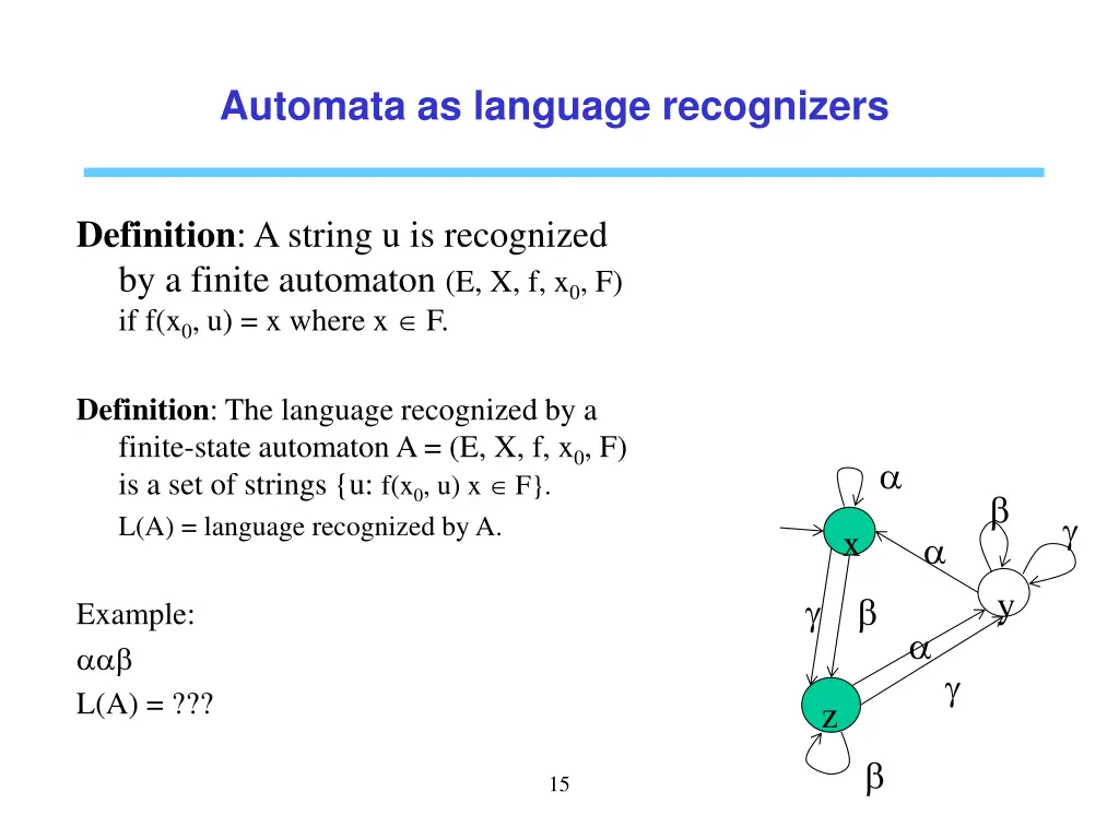 automata as language recognizers
