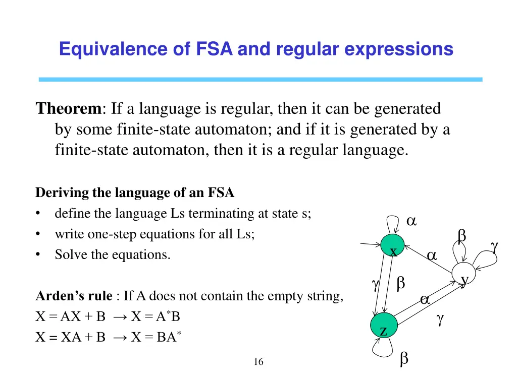 equivalence of fsa and regular expressions