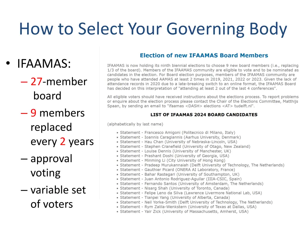 how to select your governing body