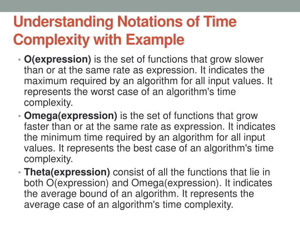 understanding notations of time complexity with