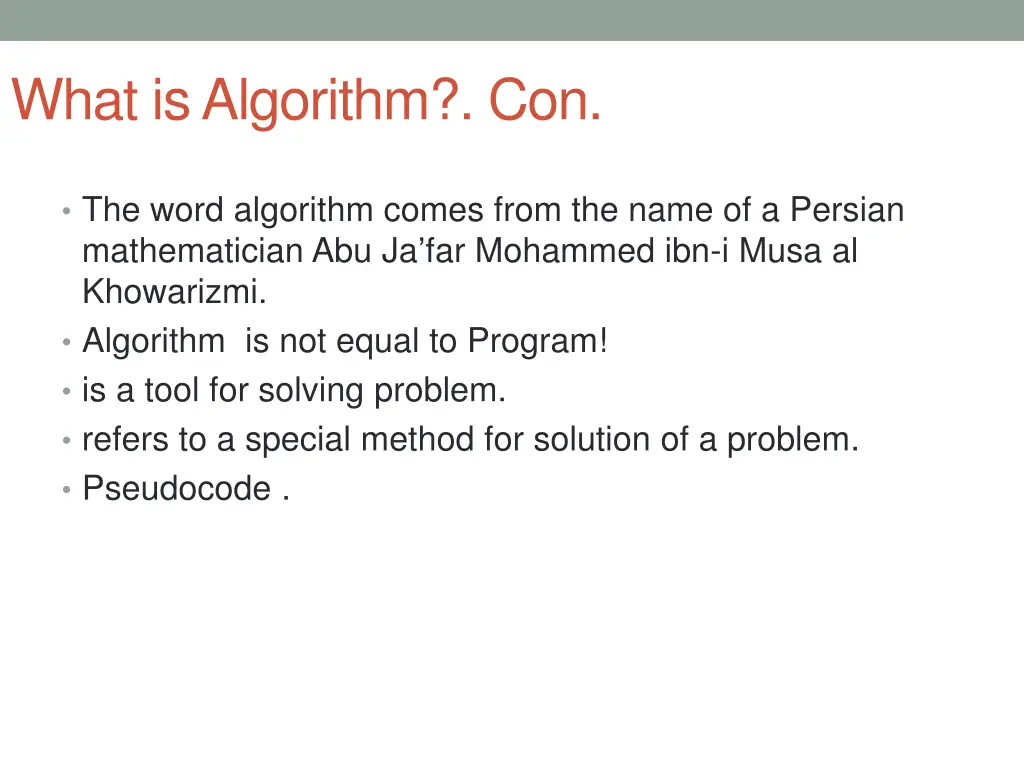 what is algorithm con