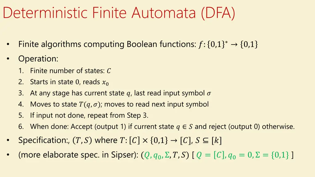 deterministic finite automata dfa