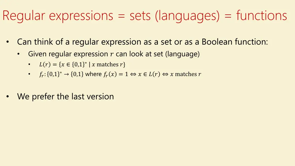 regular expressions sets languages functions