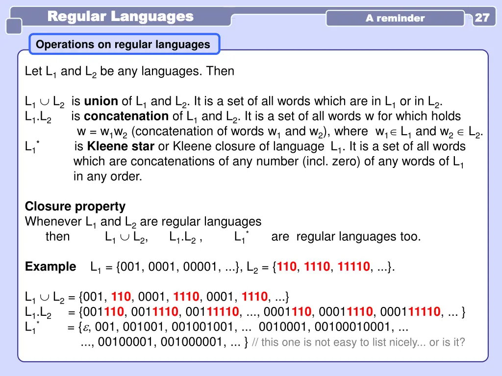 regular languages regular languages
