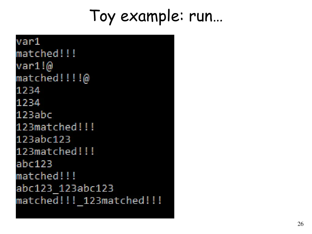 toy example run
