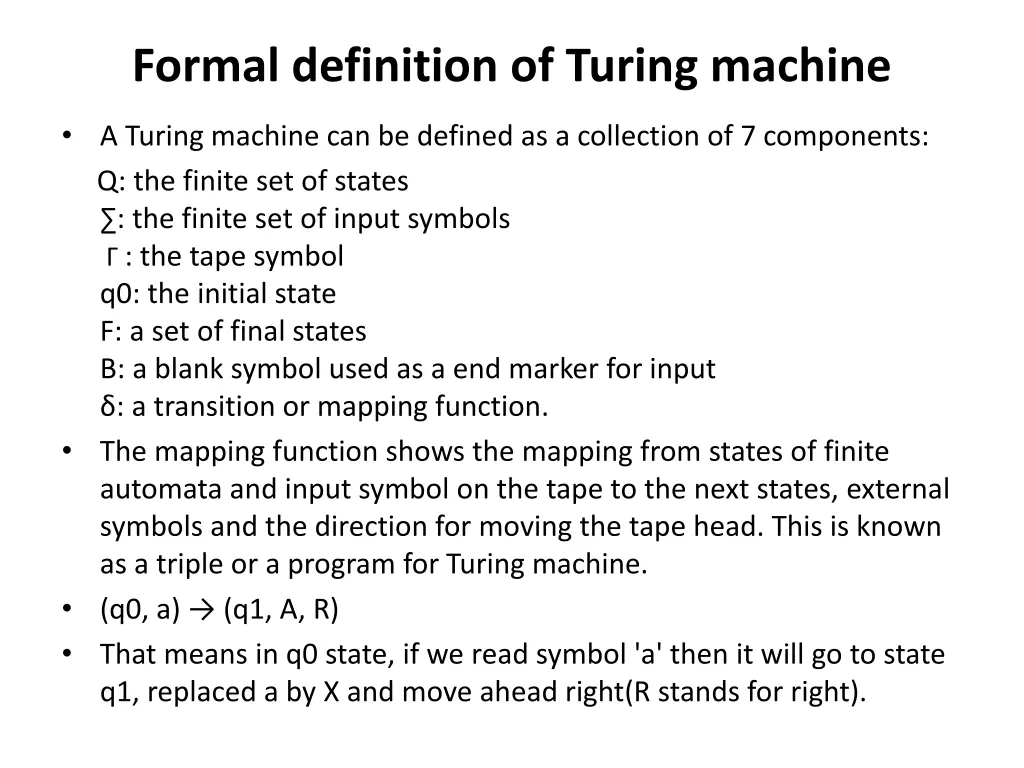 formal definition of turing machine