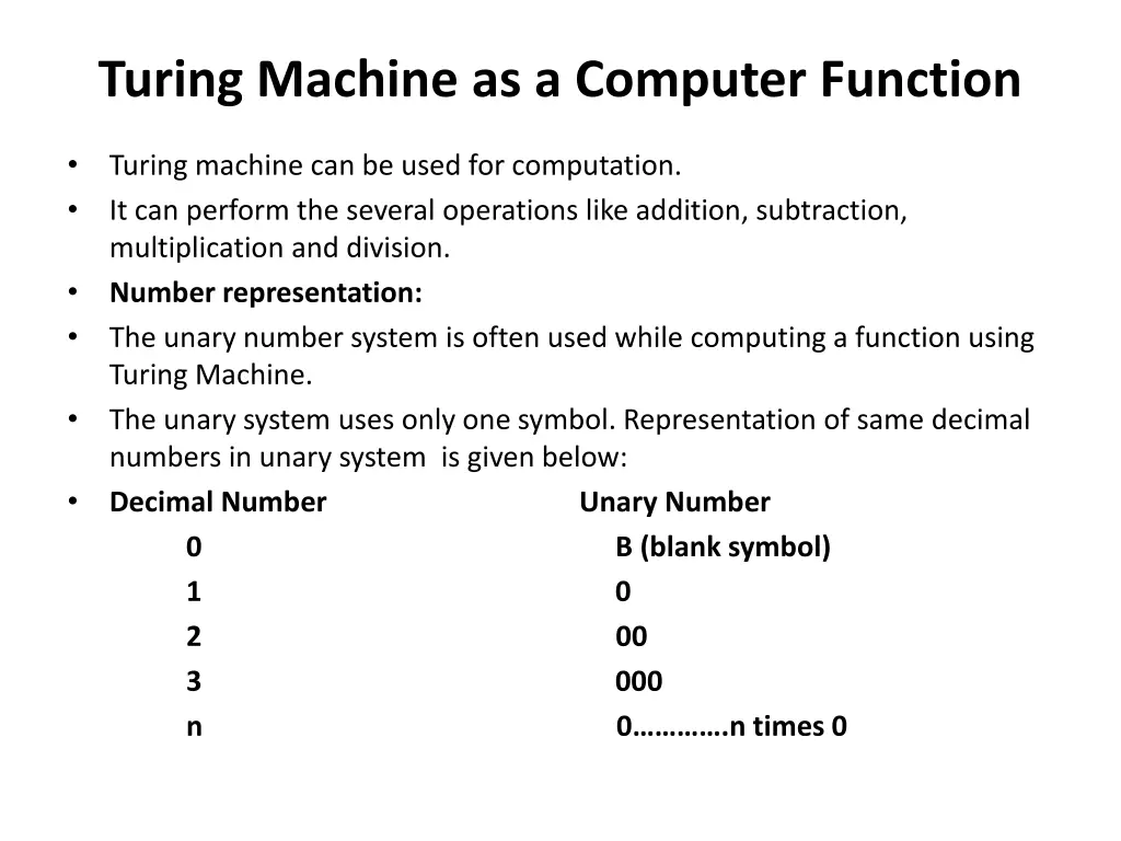 turing machine as a computer function
