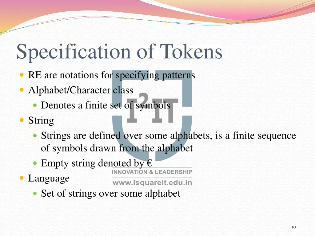 specification of tokens 1