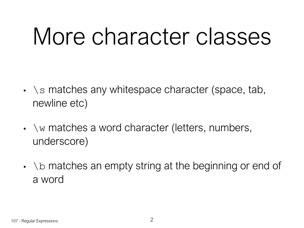 more character classes