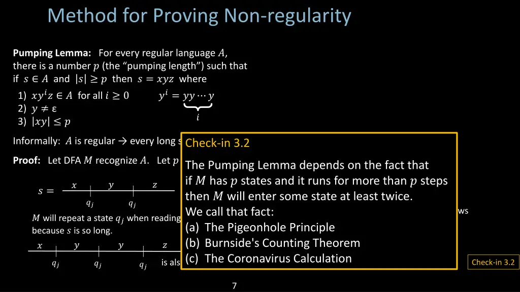 method for proving non regularity