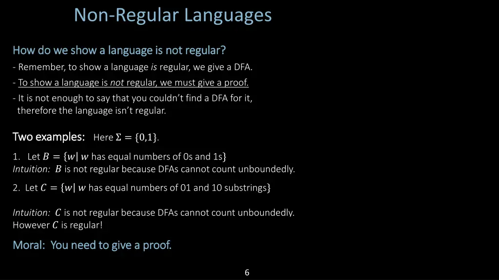 non regular languages