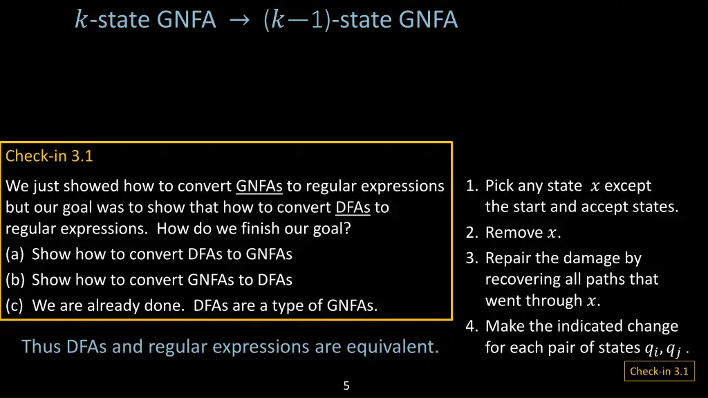 state gnfa 1 state gnfa