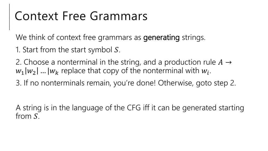 context free grammars 2