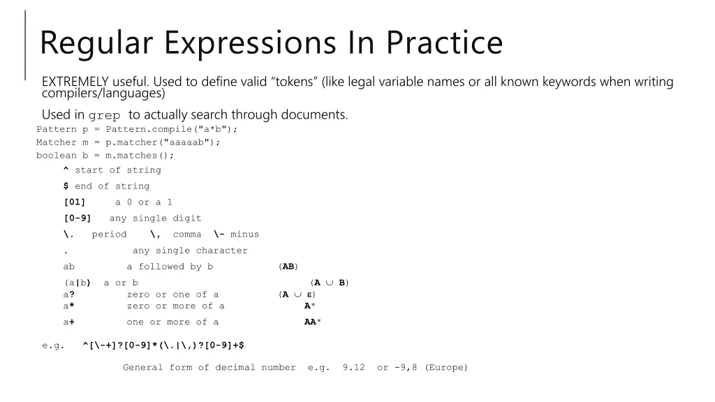 regular expressions in practice