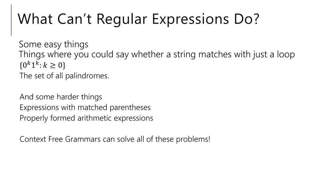 what can t regular expressions do