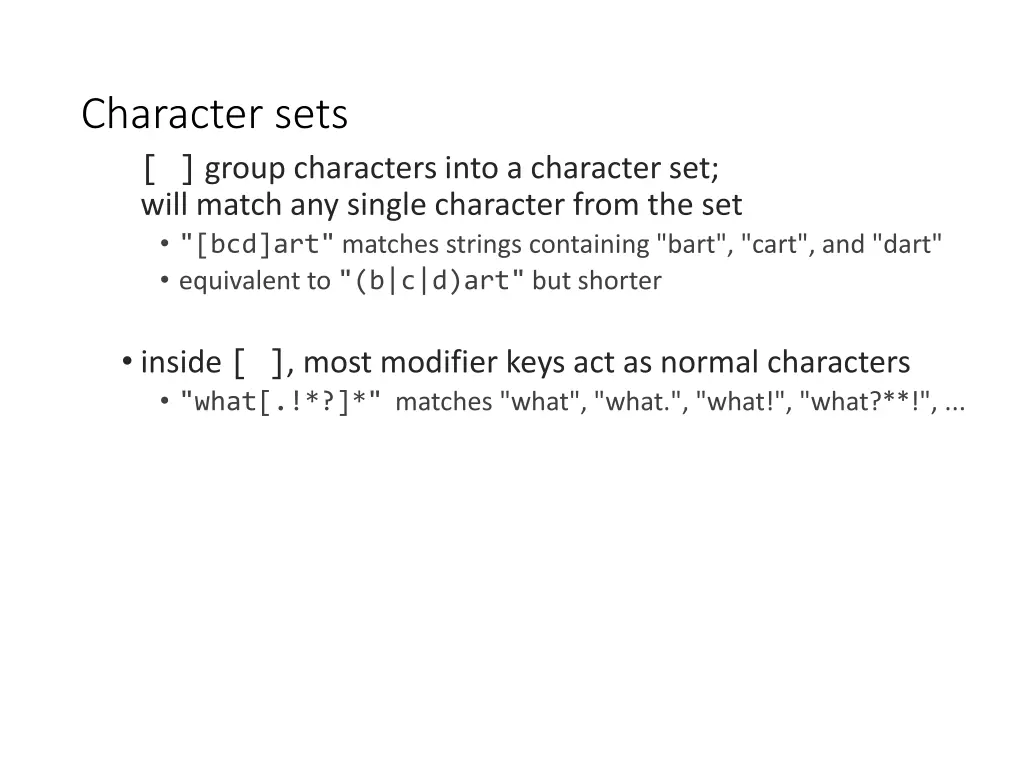 character sets group characters into a character