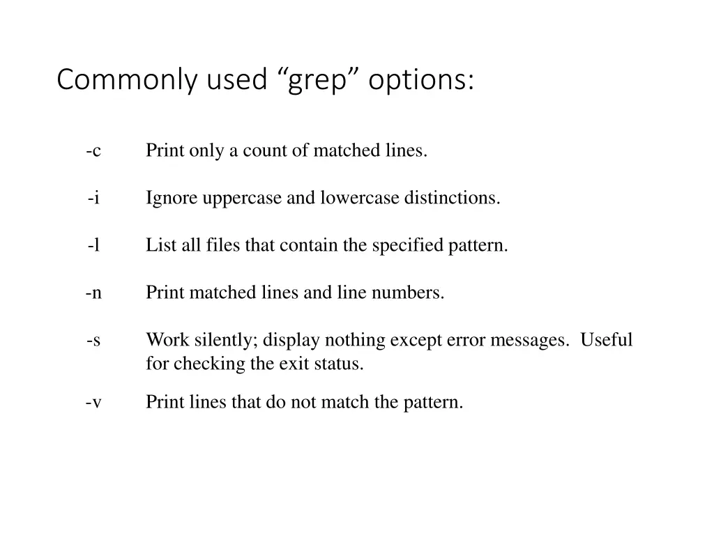 commonly used grep options