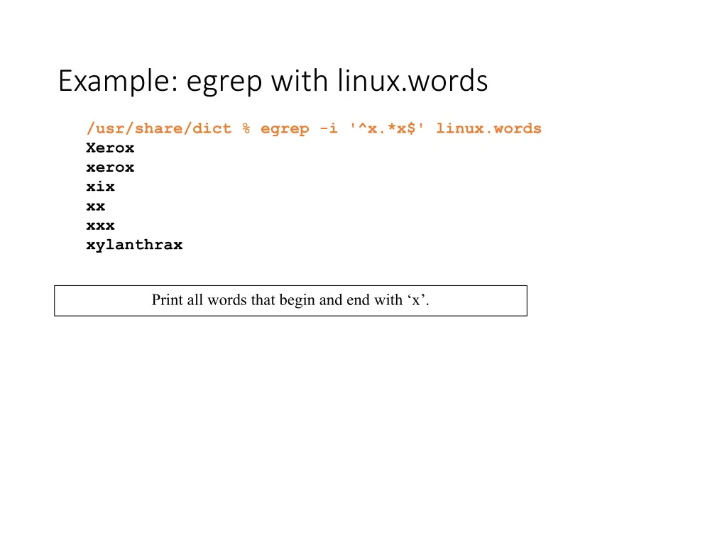 example egrep with linux words