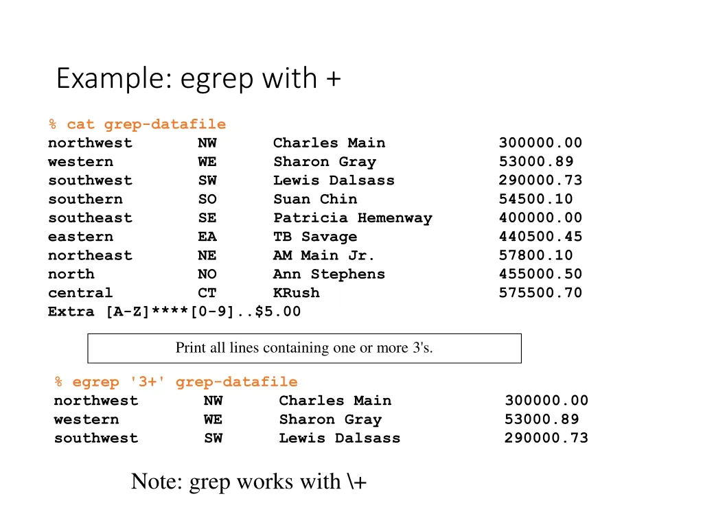example egrep with