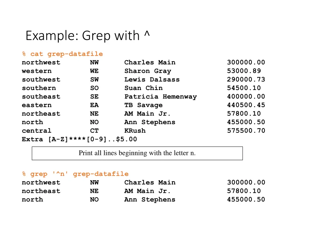 example grep with 1