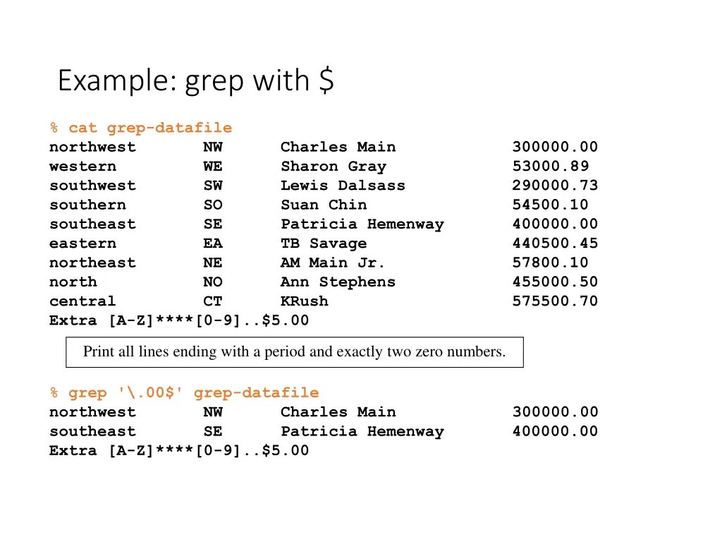 example grep with 2