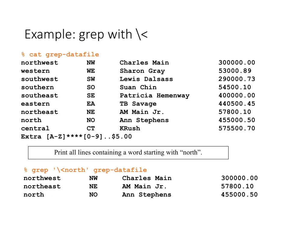 example grep with 5