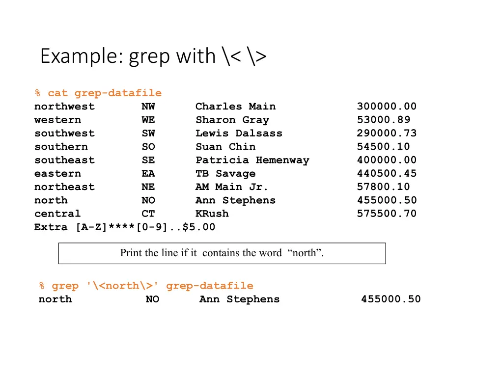 example grep with