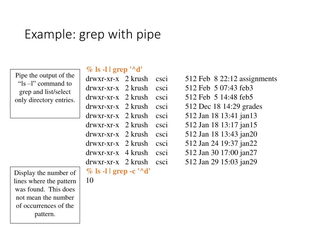 example grep with pipe